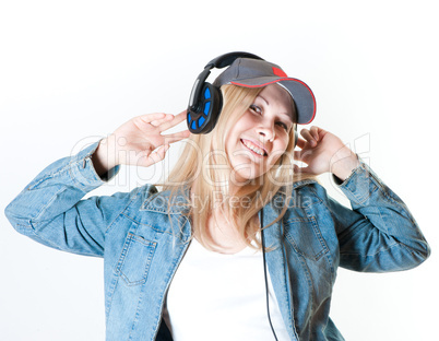 Girl dancing with a music