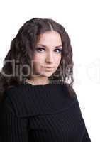 portrait of young beauty girl in black cloth