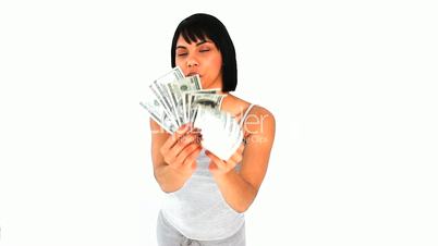 junge Frau mit Geldscheinen