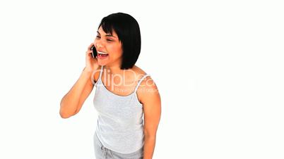 Frau telefoniert mit einem Handy