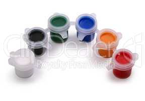 small plastic cups with paint