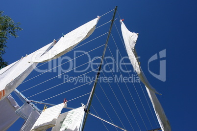 Laundry on a rotary clothes dryer