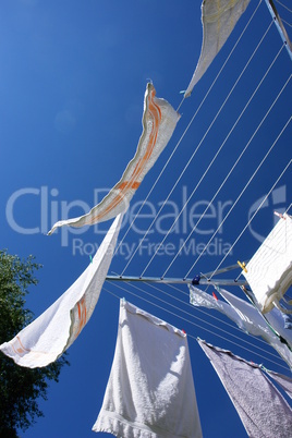 Laundry on a rotary clothes dryer