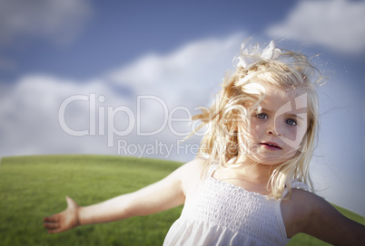 Adorable Blue Eyed Girl Playing Outside