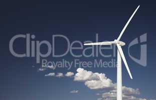 Wind Turbine Over Dramatic Sky and Clouds