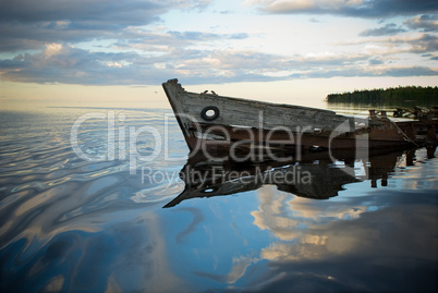 old wreck in the lake