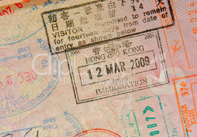 passport with hong kong stamps