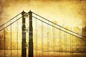 Grunge image of Golden Gate Bridge, San Francisco, California