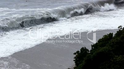 Sea storm,Tsunami, waves near coast Yaz beach