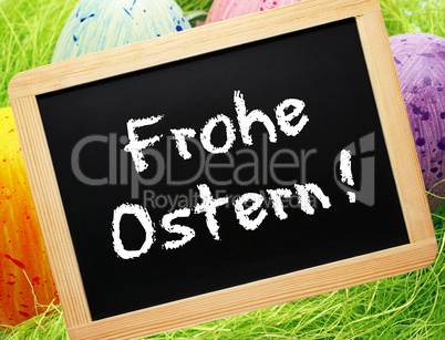 Frohe Ostern ! - Konzept Bild mit Ostereiern