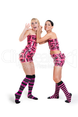 Girls in pink tape dress