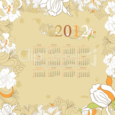 Retro stylized calendar for 2012