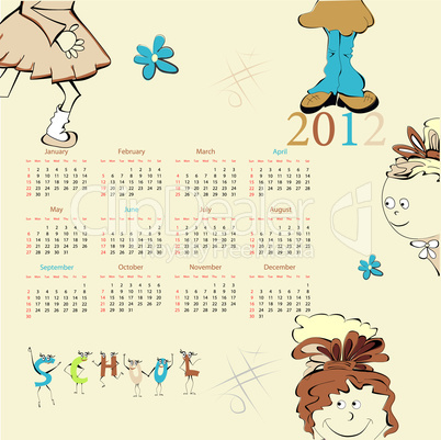 Template for calendar 2012