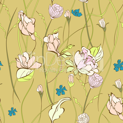 Seamless pattern with decorative flowers