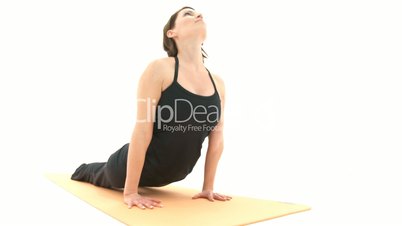 Yoga Asana in Reihenfolge: Brett, Planke, Stab, Stabhaltung, Stabstellung, Stock, Heraufschauender Hund, Rückbeuge