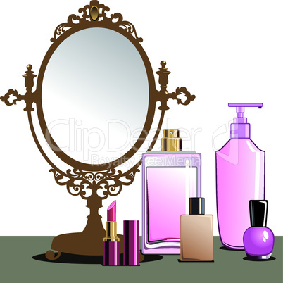 Makeup and mirror