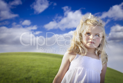 Adorable Blue Eyed Girl Playing Outside