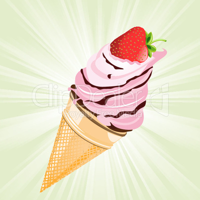 ice cream with strawberry.eps