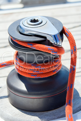 Winch with red rope