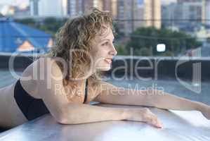 Young woman on roof