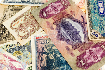 old European banknotes background