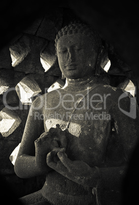 Buddha statue at Borobudur temple, Java, Indonesia