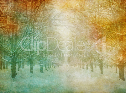 grunge image of winter landscape