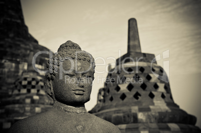 Buddha statue at Borobudur temple, Java, Indonesia