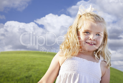 Adorable Blue Eyed Girl Playing Outside