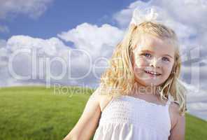 Adorable Blue Eyed Girl Playing Outside