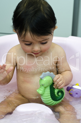 Baby Girl Enjoying Bath