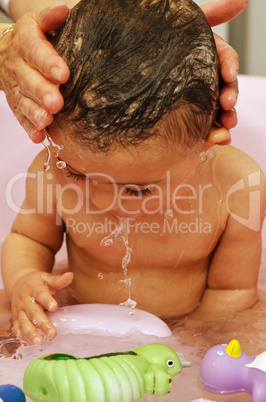 1 Year Old Baby Girl Making Bath