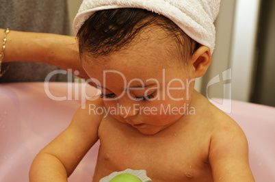 1 Year Old Baby Girl Making Bath