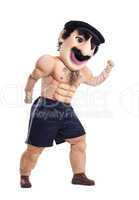 Funny caucasian man striptease mascot costume