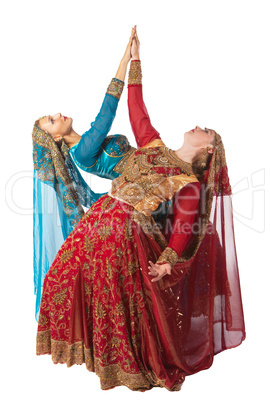 young women dance in indian traditional costume