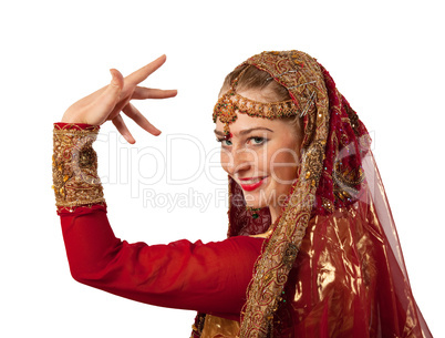 Beauty girl posing in traditional indian costume