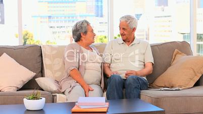 Senior couple talking