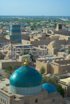 Panorama of an ancient city of Khiva, Uzbekistan