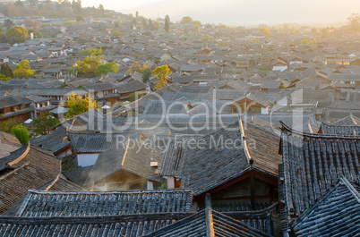 roofs of lijiang old town, yunnan, china