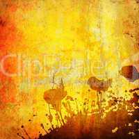 grunge floral background with space for text or image