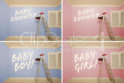 Maternity Series of Pink And Blue Empty Rooms