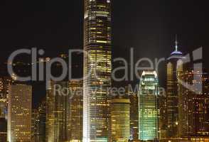 skyscrapers of hongkong at night