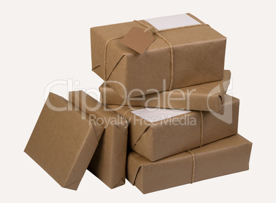 a pile of  mail parcels