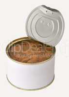 open tin can with fish