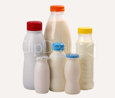 different types bottles for milk and yogurt