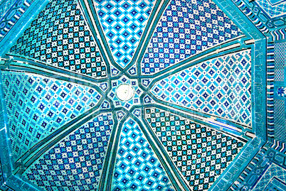 Dome of the mosque, oriental ornaments from Samarkand, Uzbekista