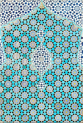 tiled background, oriental ornaments from Isfahan Mosque, Iran