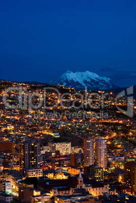 Panorama of night La Paz, Bolivia