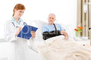 Hospital - doctor examine patient broken arm