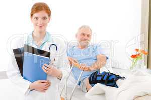 Hospital - female doctor patient broken leg